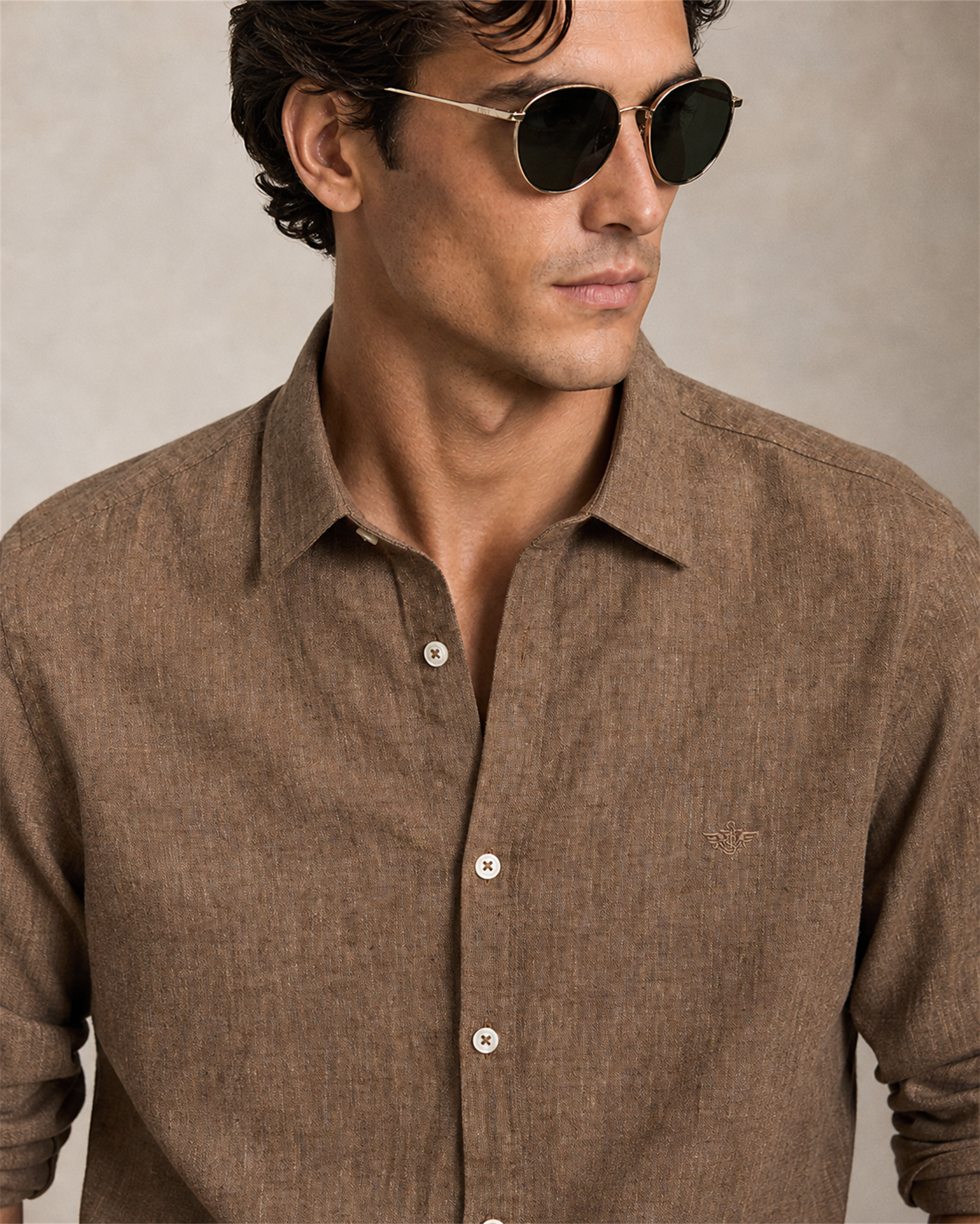 Dockers Slub Linen Shirt — Brown