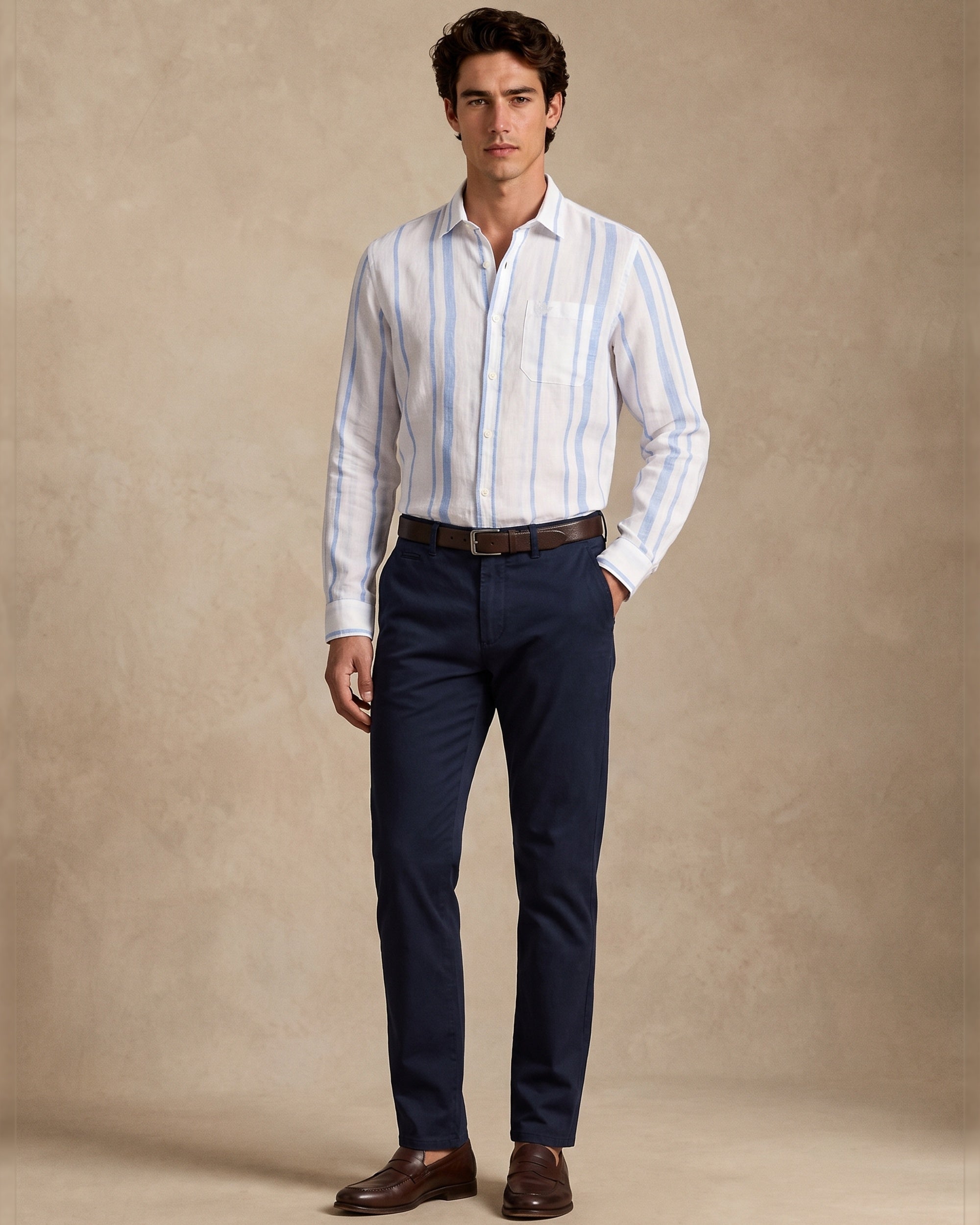 Dockers Vertical Stripe Shirt — Light Blue