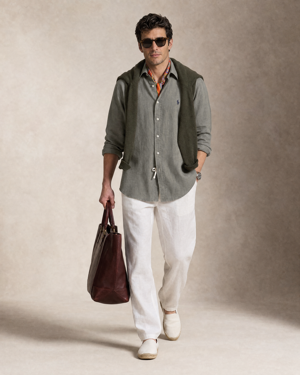 Polo Ralph Lauren Linen Shirt — Stone Grey