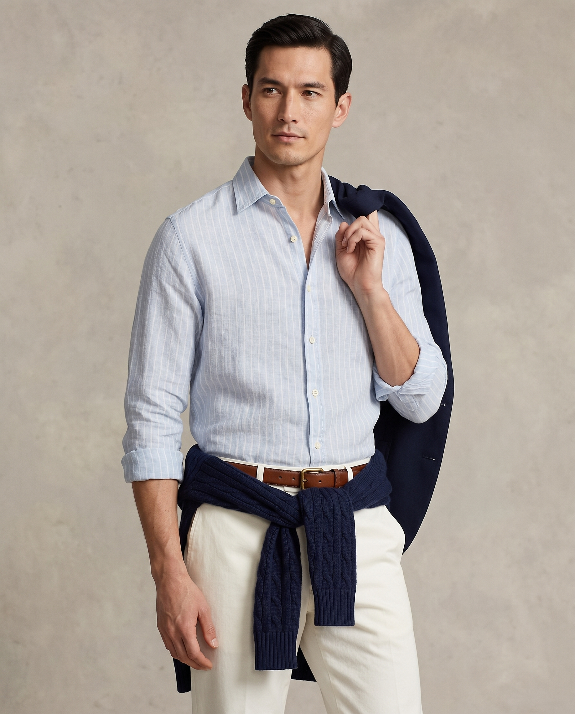 Polo Ralph Lauren Linen Shirt — Sky Blue Stripe