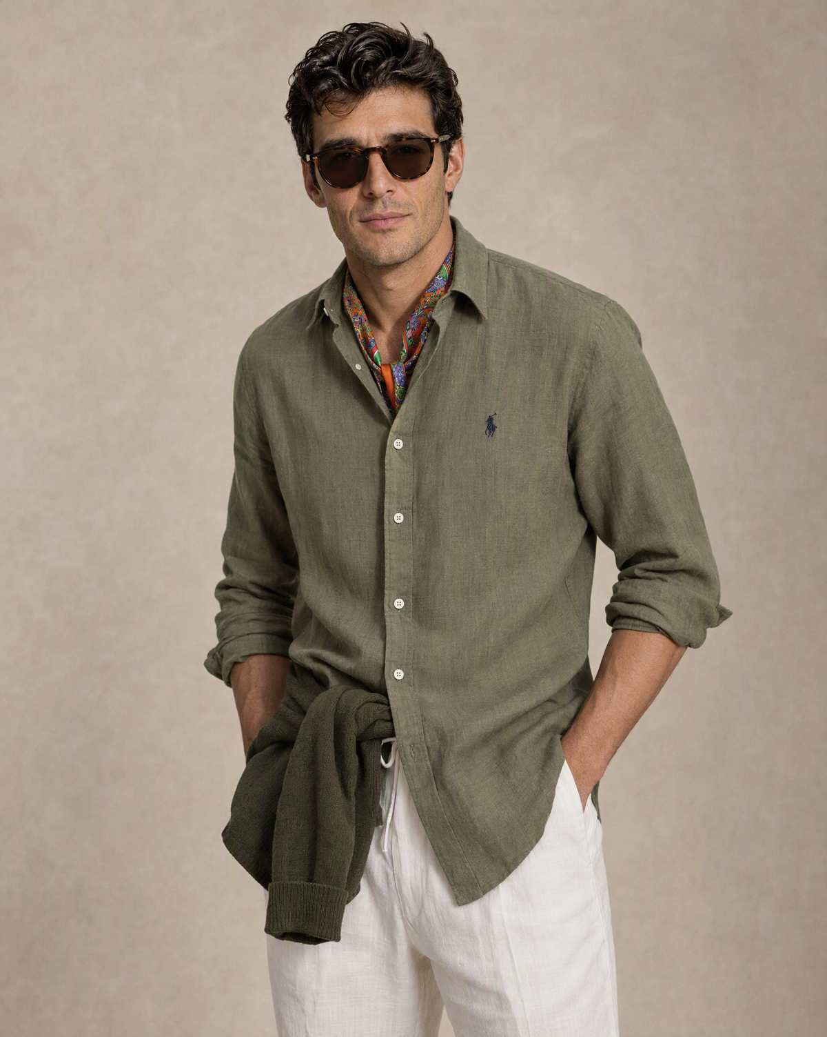 Polo Ralph Lauren Linen Shirt — Stone Grey