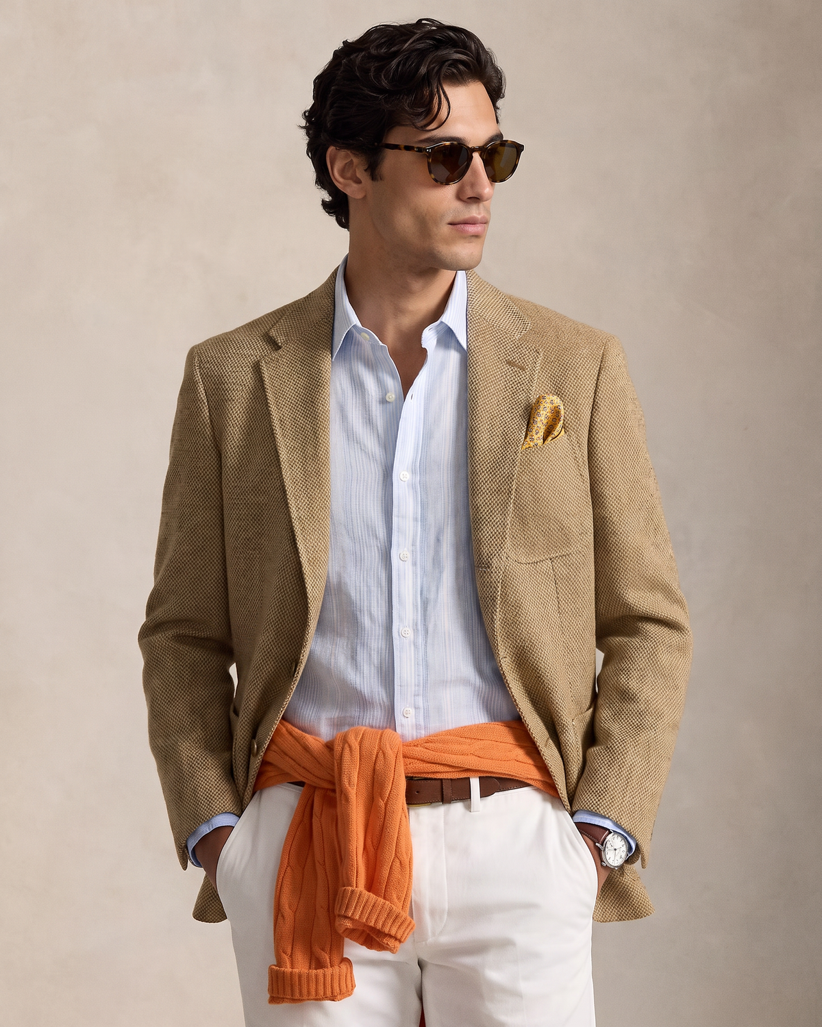 Polo Ralph Lauren Linen Shirt — Sky Blue Pinstripe